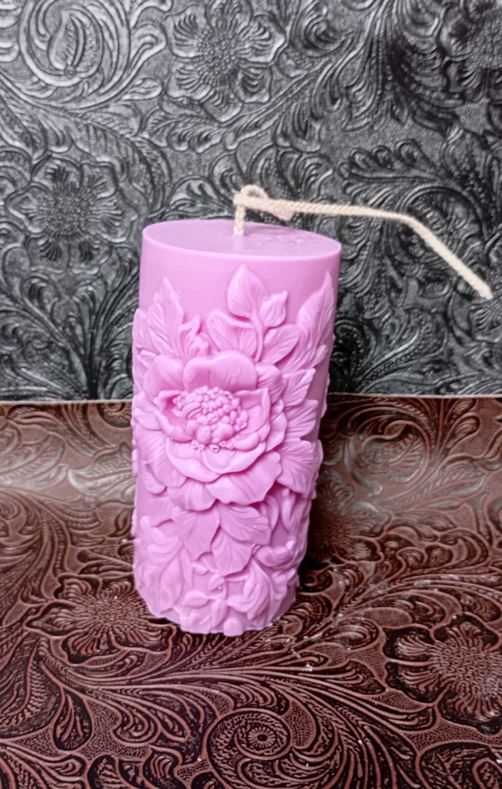 1 Stück Pfingstrose geprägte Spitzkerze, Taufe, romantisches Dinner Jubiläum