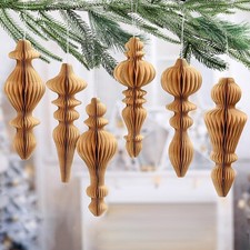 6 Pcs 10" Paper Christmas Ornaments Honeycomb Christmas Hanging Ornaments Neu...