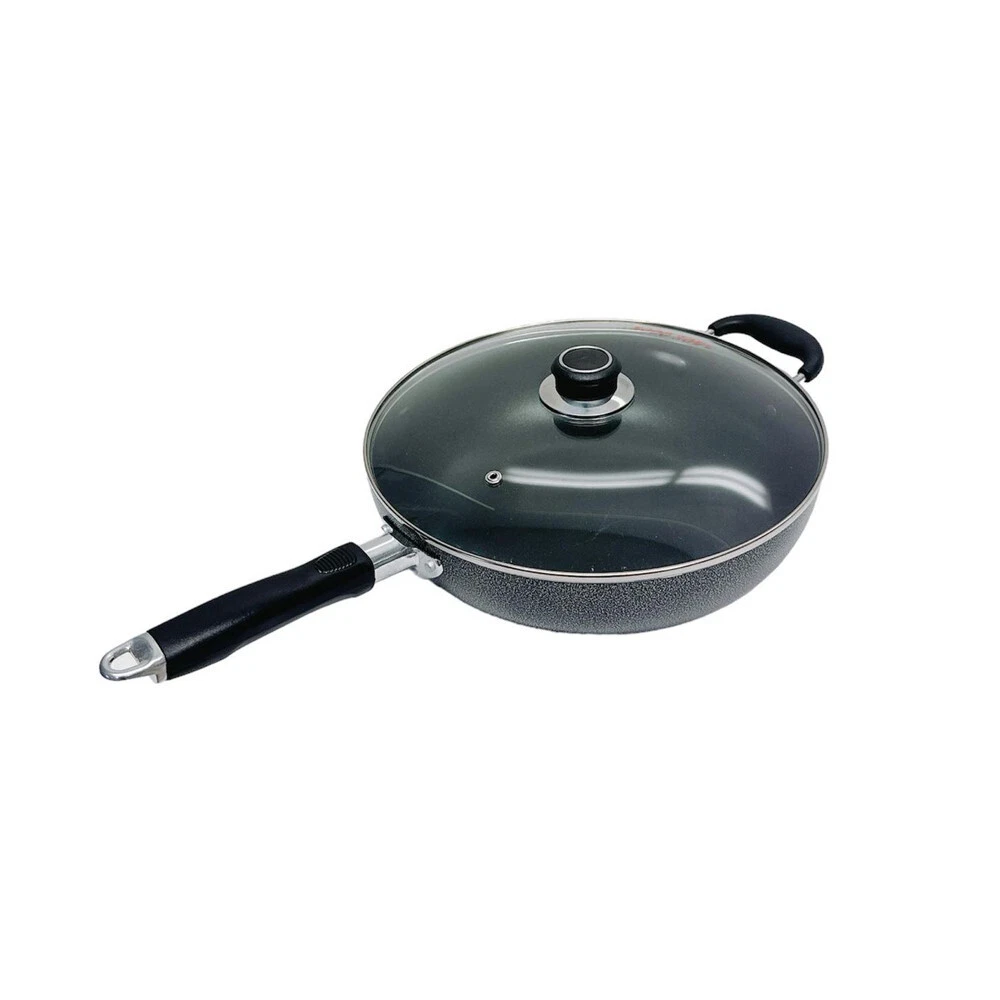 12.5" Nonstick Wok Pan W/ Lid Deep Frying Pan W/ Handle,Skillet,Dishwasher Safe