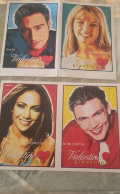Postkarte Valentinstag Jennifer Lopez Nick Carter Sasha Britney Spears Vintage