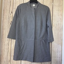 CAbi Striped Knit Blazer Jacket Womens Size S Gray Blue Career Work Style 5474