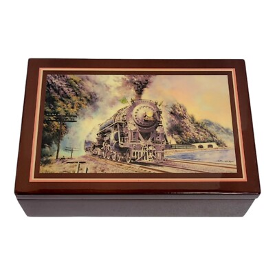 Vintage Handcrafted Wooden Train Poker Gamebox By Jim Deneen With Cards & Chips 