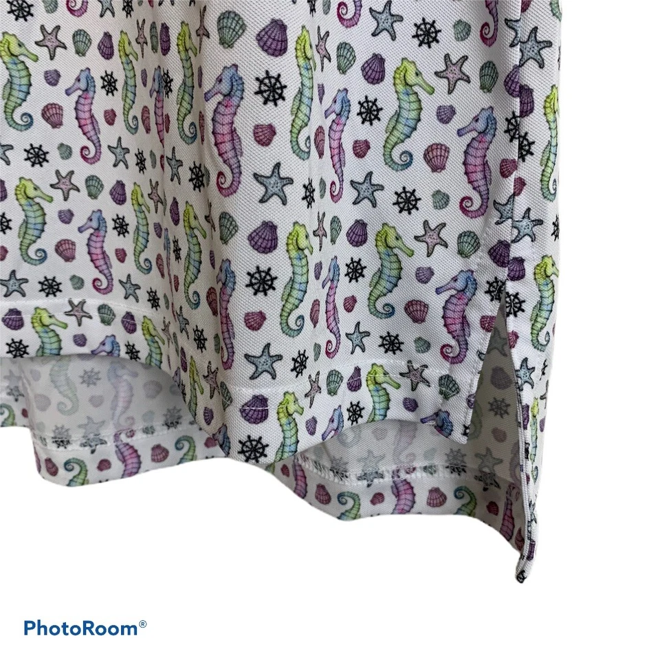 Camisa polo Bobby Jones para mujer talla M X-H20 caballitos de mar estrellas de mar conchas Foto 3 de 4