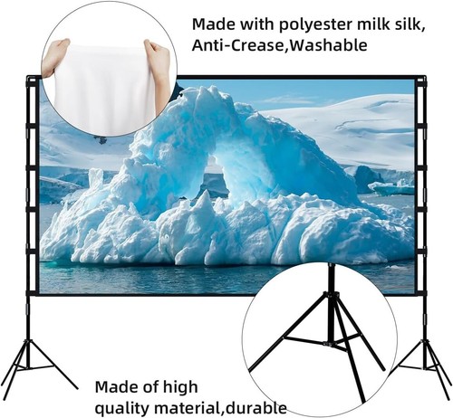 Beamer Leinwand mit Stativ, 120 Zoll Tragbare Indoor Outdoor 16:9 HD Faltbare Pr - Bild 5 von 5