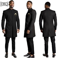 Men's 2 Pieces Suit Solid Single Breasted Blazer Pants Set African Clothes