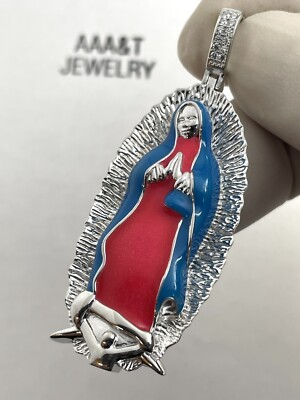 925 Solid Sterling Silver Cubic Zirconia Virgin Mary Pendant | eBay