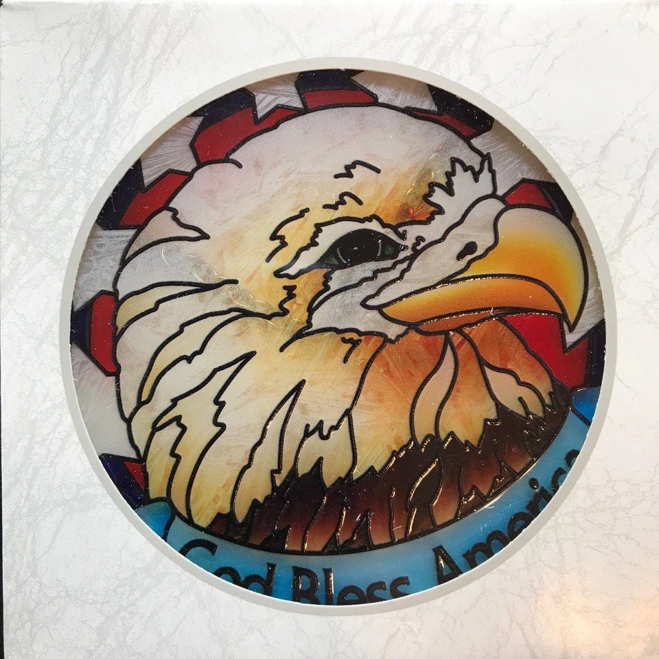 Lote de 12 Vidrieras Atrapasoles 4.5" Águila Dios Bendiga América 4 de Julio Regalo Foto 3 de 4