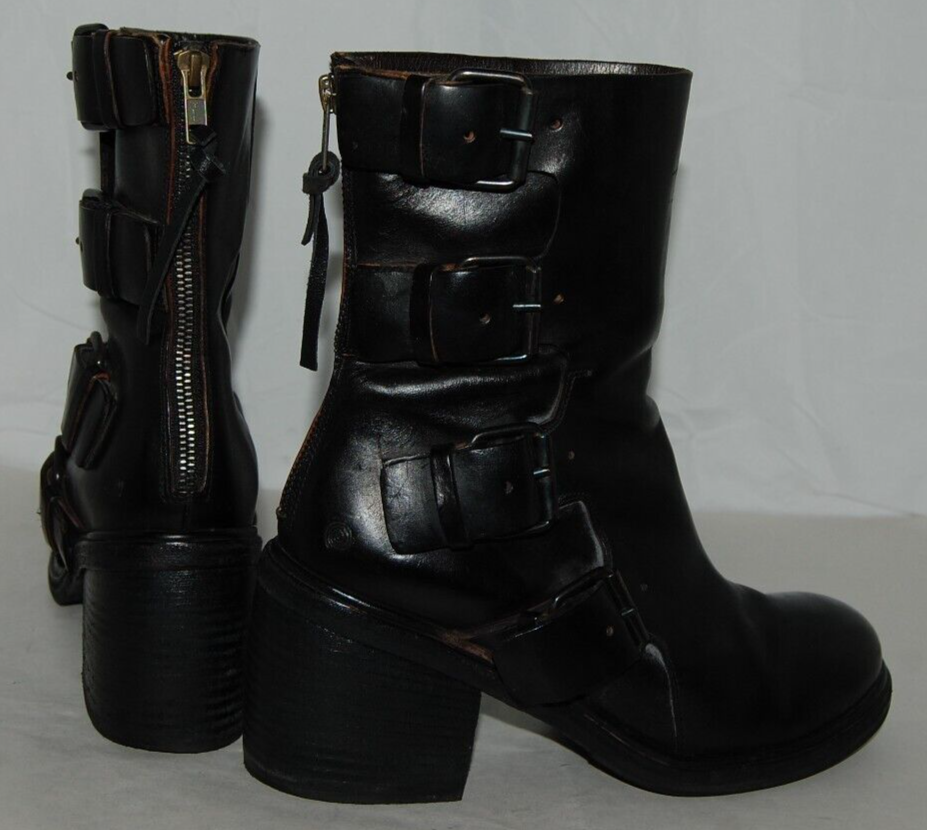 SAINT LAURENT $950❤️37 5 7 5 MARSELL stivaletti stivaletti neri in vera pelle tacco plateau ITALIA