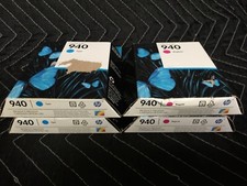 LOT 2 Magenta 2 Cyan Cartridge - Genuine HP 940 - Expired Vary 2016/2019/2020