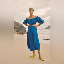 Farm Rio  Blue Tie Knot Midi Dress