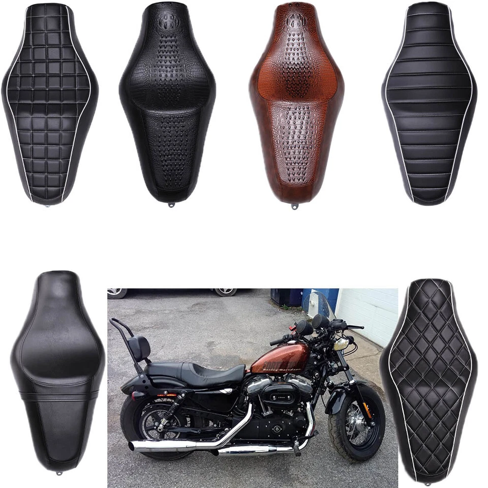 Sillín de asiento de pasajero de conductor de motocicleta dos para Harley Sportster XL883 1200 Foto 2 de 4