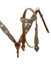 Leather Western Tack Set With Headstall ,Breast Collar and Reins.