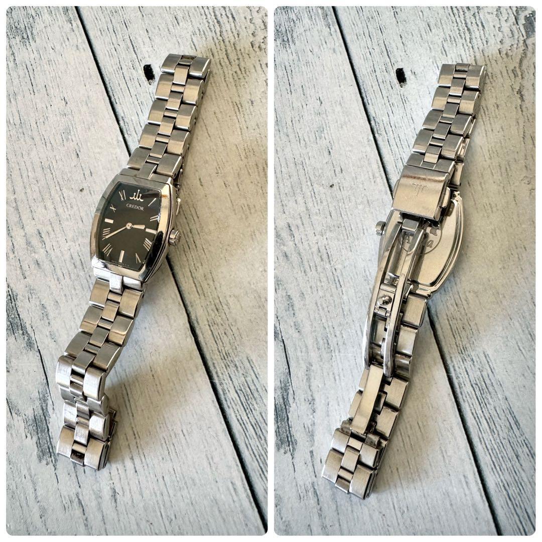 SEIKO CREDOR Rare Watch 5A70-0AE0 AQUA Black Silver Analog