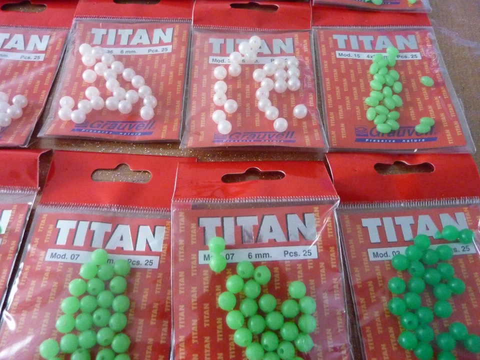 Lot 84 paquets de 25 perles TITAN GRAUVELL peche surfcasting mer bateau traine - Imagem 3 de 4