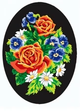 "Flowers" Printed Needlepoint Tapestry  Canvas 7018