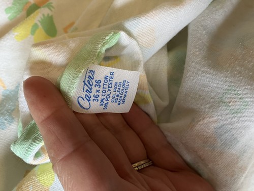 Vintage Carter's Green Trim Dog Print Baby Blanket White Cotton Polyester Blend - Picture 5 of 5