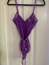 Vintage The Pleasure Company Purple Lace Sheer Lingerie Teddy Bodysuit S
