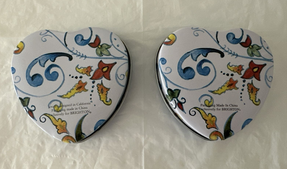 Brighton Jewelry Heart Tins Gift Box Lot Of 2 | eBay