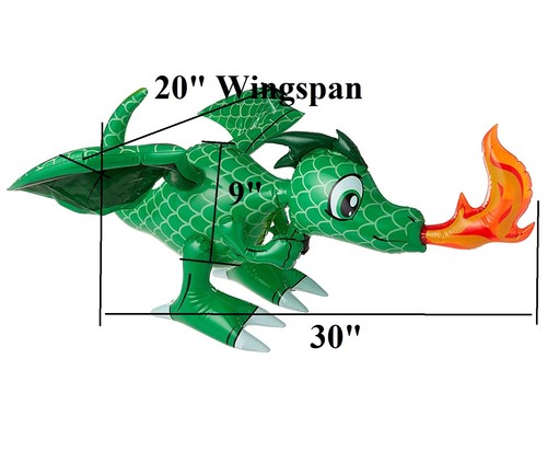 Large Fire Breathing Green Inflatable 30" Dragons -Flying, Hanging and Standing - Picture 9 of 9