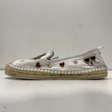 Karl Lagerfeld Malvie J24 White Multi Charm Canvas Espadrille Shoes Size 7