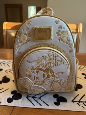 LOUNGEFLY DISNEY B&B BELLE SKETCH TONAL MINI BACKPACK New W Tags MISPRINT RARE!