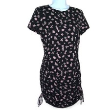 New PINK Victoria's Secret Black  Rose Floral Sleep Tee Shirt Night Gown Soft S