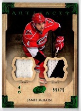 2013-14 Artifacts Jerseys Patch Emerald Jamie McBain Jersey/Patch 59/75 Carolina