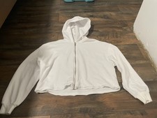 Art class girls white crop zipper hoodie size L 10/12 