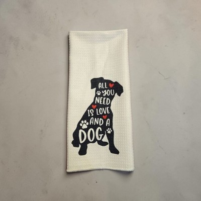Unbranded Kitchen Linen One Size White Black Dog Print Towel