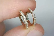 1.25 Ct Round Cut Simulated Diamond Tiny Hoop Earrings In 14k Yellow Gold Plated