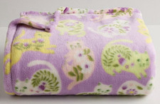 Cute SPRING CATS Lavender Floral 5x6 ft Oversized THROW BLANKET The Big One NEW 