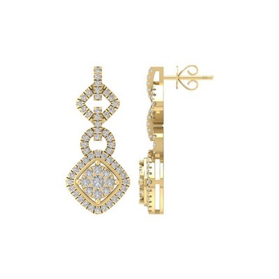 14k Gelbgold natürlicher Diamant zusammengesetzter Ohrhänger Geschenk für Frauen