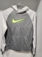 Nike Therma Fit Hoodie Youth XL GRAY Pullover Sweatshirt Swoosh Logo