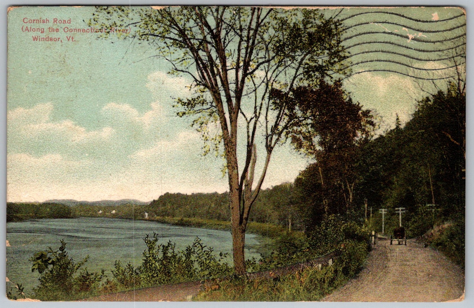 Antique Postcard Cornish Road Scene Windsor, VT 1910s