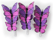 Butterfly Decor 12PCS 2Sizes, 3D Faux Butterflies Lavender 