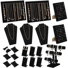 20 Pcs Black Velvet Jewelry Display Sets, Necklace Bracelet Holder Jewelry Bu...