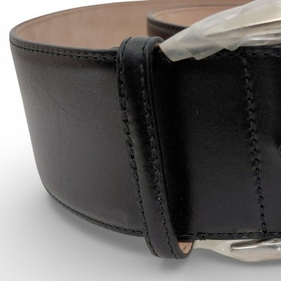 Alexander McQueen Unisex Black Geometric Buckle Leather High Belt (0213) Alexander McQueen Unisex Black Geometric Buckle Leather High  main image 4