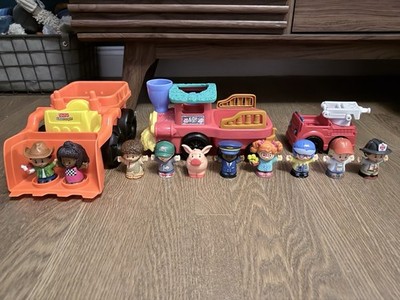 Fisher-Price Little People Mixed Lot -  12 Figures, Fire Truck, Dump Truck,Train