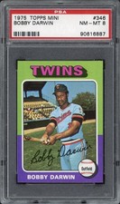 1975 Topps Mini Bobby Darwin #346 PSA 8 NM-MT Minnesota Twins 
