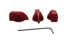 3x Red Chicken Head Knobs with Brass Insert and Set Screw