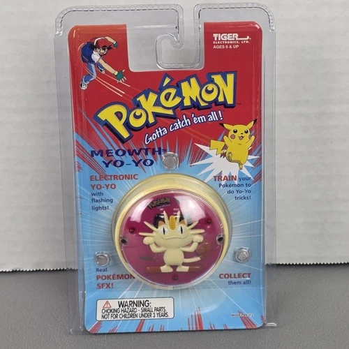 1998 Pokémon Meowth Electronic Yo-Yo Flashing Lights SEALED Tiger Toy Has Defect