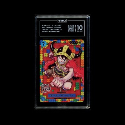 2025 One Piece Day Luffy P-110 Promo Alt Art Lego TAG 10 GEM MINT