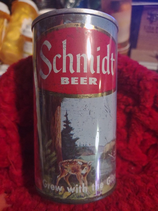 Schmidt Beer , ZIP TOP Beer Can, Deer with fawn