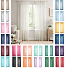 Sheer Window Rod Pocket Curtain Set 90" Inches Long 2 Panels 