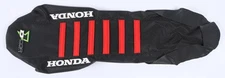 Dcor Factory Reinforced Seat Cover - Black/Red Ribs Motorcycle ATV/UTV Dirt Bike