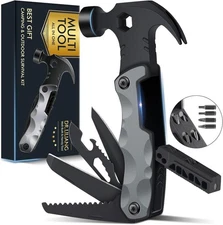 Multitool Camping Accessories Stocking Stuffers for Men Dad Gifts, 13 In Grey 