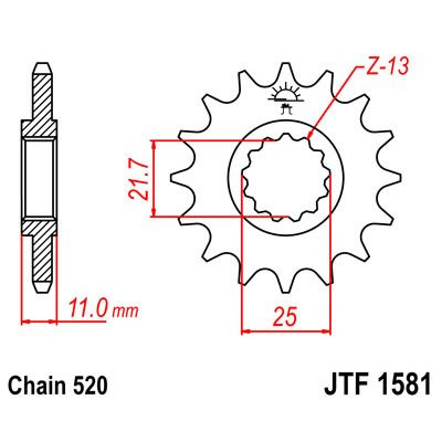 Pignon D'attaque Transmission Avant Yamaha XJ 600 (51J) - Référence F571 - Neuf JT Sprockets
