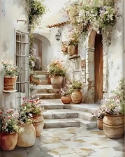 Painting by Numbers for Adults,Alleyway with Flower Adult Paint by Number Kits o