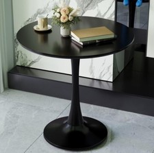 Tavolino da Caffè Rotondo 31,5" Nero Stile Tulipano MDF Base Piedistallo Multiuso Nuovo