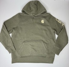 Carhartt Youth Large 12-14 Relaxed Fit Hoodie Green Pullover Sweatshirt